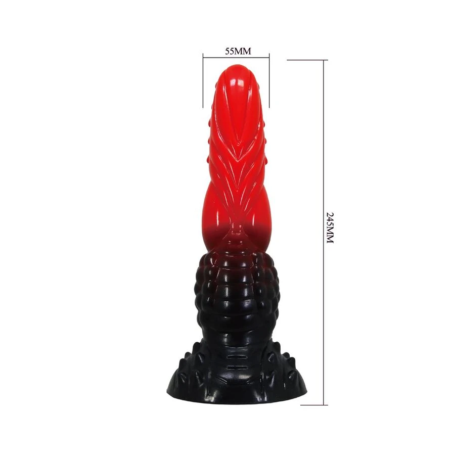 POWER MONSTERS - FIRE DRAGON FANTASY DILDO WITH SUCTION CUP 24.5 CM Ø 5.8 CM RED  BLACK